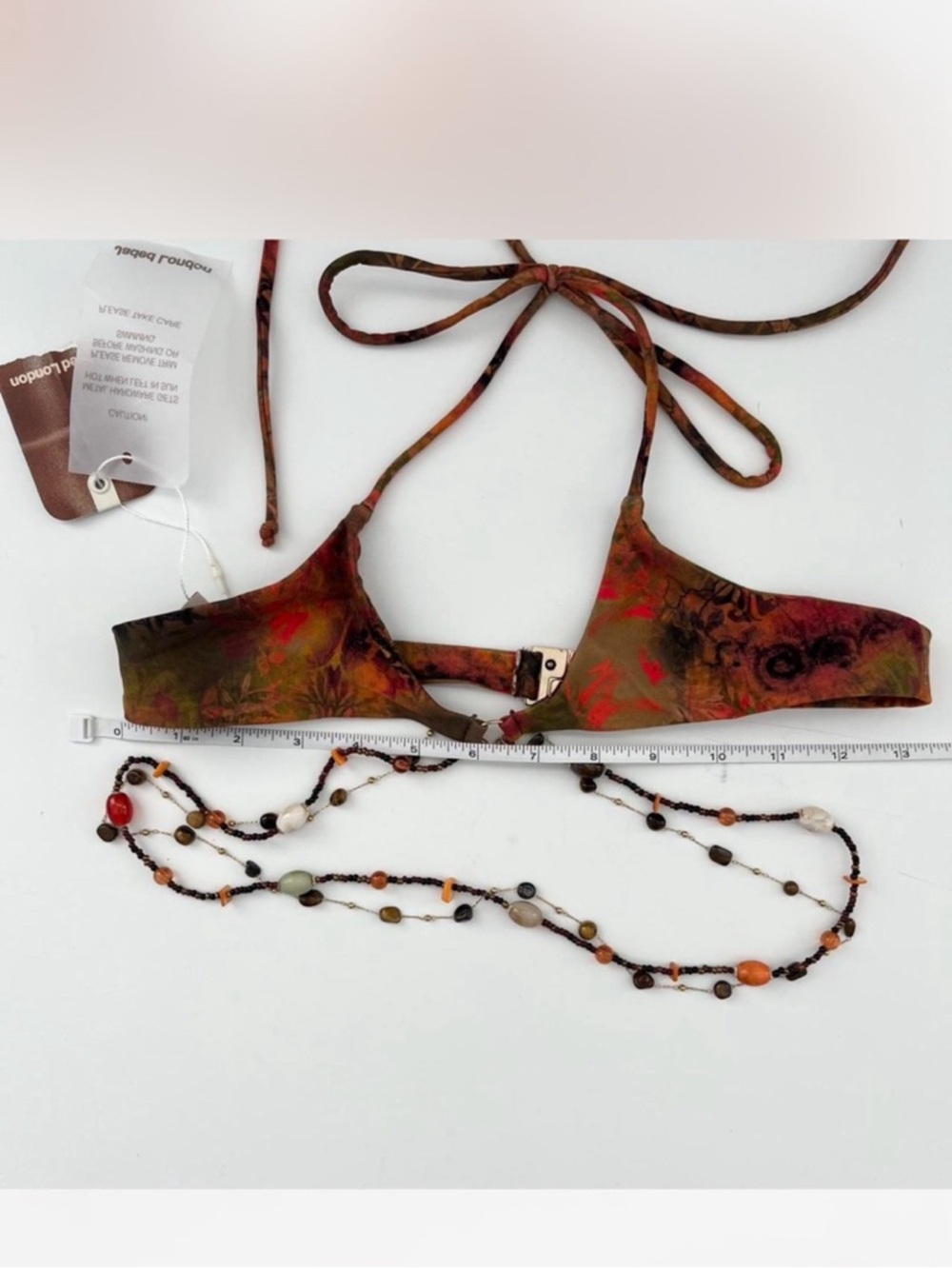 Jaded London Bikini Top in Olive Green & Rust Floral